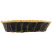 A black and yellow Thunder Group rattan cracker basket with a handle.
