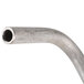 A close-up of a bent metal pipe with a long end.