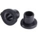 A pair of black rubber bushings with holes.