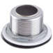 A close-up of a stainless steel flange nut.