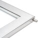 A close-up of a silver metal door assembly frame for a Nemco large heated display case.