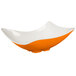 A white melamine bowl with an orange and white sunset flare.