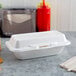 Dart 99HT1R 10" x 5 1/2" x 3" White Foam Hoagie Take Out Container with Perforated Hinged Lid - 125/Pack Main Thumbnail 4