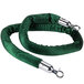 A green fabric rope with silver clasps.