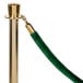 A gold pole with a green rope.