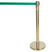 A gold pole with a black top and a green tape with a gold base.