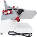 A white and grey Berkel X13-PLUS meat slicer with a red handle.