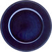 A royal blue plastic charger plate with beaded edges.