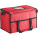 A red Choice insulated cooler bag with black straps.