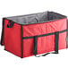 A red and black Choice insulated cooler bag with handles.
