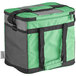 A green and black Choice insulated cooler bag with a zipper.