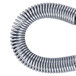 A metal spring with a white background.