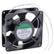 A black fan with wires attached.