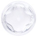 A clear glass container with a circle in the middle.