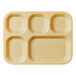 Cambro 14105CW133 Camwear 10 11/16" x 13 7/8" Beige 5 Compartment Serving Tray - 24/Case Main Thumbnail 1