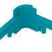 A light blue plastic corner extender with two holes.
