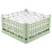 A light green plastic extender with white handles for Vollrath Signature Glass Racks.