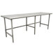 Advance Tabco TSS-369 36" x 108" 14 Gauge Open Base Stainless Steel Commercial Work Table Main Thumbnail 1