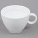 An Arcoroc white cup with a handle.