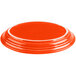 An orange oval china platter with a white border.