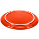 A Fiesta Poppy China Pizza / Baking Tray with white lines on the edge and in the center.