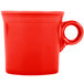 A close-up of a Fiesta Poppy china mug with a handle on a white background.