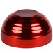 A red shiny Vollrath metal bowl with a lid.