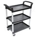 Cambro BC331KD110 Black Three Shelf Utility Cart (Unassembled) - 32 7/8" x 16 1/4" x 38" Main Thumbnail 2