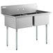 Regency 53" 16-Gauge Stainless Steel Two Compartment Commercial Sink with Galvanized Steel Legs and without Drainboard - 23" x 23" x 12" Bowls Main Thumbnail 3