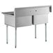 Regency 53" 16-Gauge Stainless Steel Two Compartment Commercial Sink with Galvanized Steel Legs and without Drainboard - 23" x 23" x 12" Bowls Main Thumbnail 4