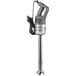A silver and black Robot Coupe immersion blender with a cord.
