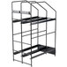 A black metal rack with shelves for Bunn 4 Position Hopper Rack.