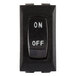 A close-up of a black Waring on/off switch with white text.
