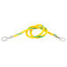 A yellow and green flexible wire with a metal hook.