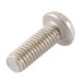 A close-up of a Waring screw with a silver finish.