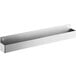 A white rectangular stainless steel shelf with holes and a metal handle.