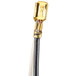 A gold and black cable with a white connector on a white background.
