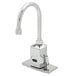 T&S EC-3130-4DP 5 7/16" Hands-Free Sensor Deck Mount Swing Gooseneck Faucet with 4" Deck Plate Main Thumbnail 1