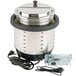 A stainless steel Vollrath Mirage drop-in induction warmer with a cord.