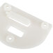 A white plastic bracket with two holes.