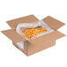 A cardboard box with a bag of pretzels inside.