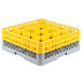 Noble Products 16-Compartment Gray Full-Size Glass Rack with 2 Yellow Extenders - 19 3/8" x 19 3/8" x 7 1/4" Main Thumbnail 1