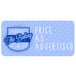 A roll of blue rectangular food labeling stickers with white text.