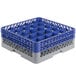 Noble Products 25-Compartment Gray Full-Size Glass Rack with 2 Blue Extenders - 19 3/8" x 19 3/8" x 7 1/4" Main Thumbnail 2