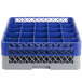 Noble Products 25-Compartment Gray Full-Size Glass Rack with 2 Blue Extenders - 19 3/8" x 19 3/8" x 7 1/4" Main Thumbnail 4