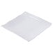 A white square plate with a curved edge.