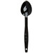 A black Cambro salad bar spoon with a handle.
