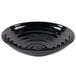 A black Milano melamine bowl with a spiral design.