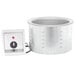 A silver Vollrath drop-in soup well with a control panel.