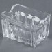 A Tablecraft fluted clear glass sugar caddy with a handle.